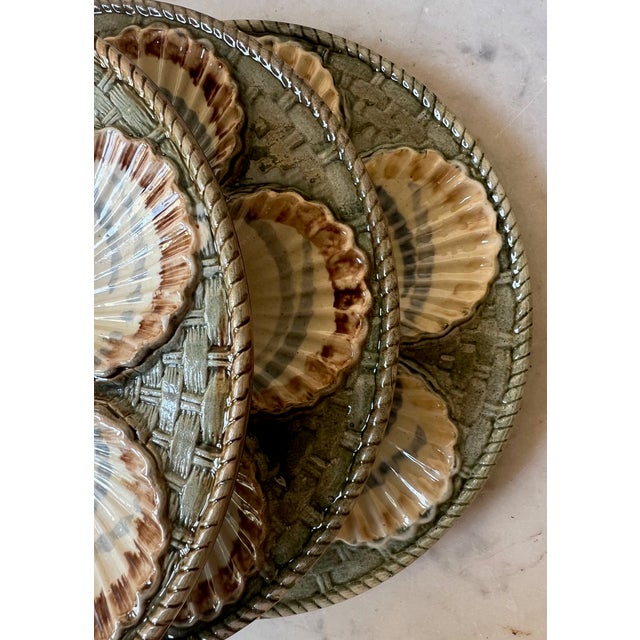 French Provincial French Oyster Plate by Longchamp Terre De Fer, C. 1900 For Sale - Image 3 of 12