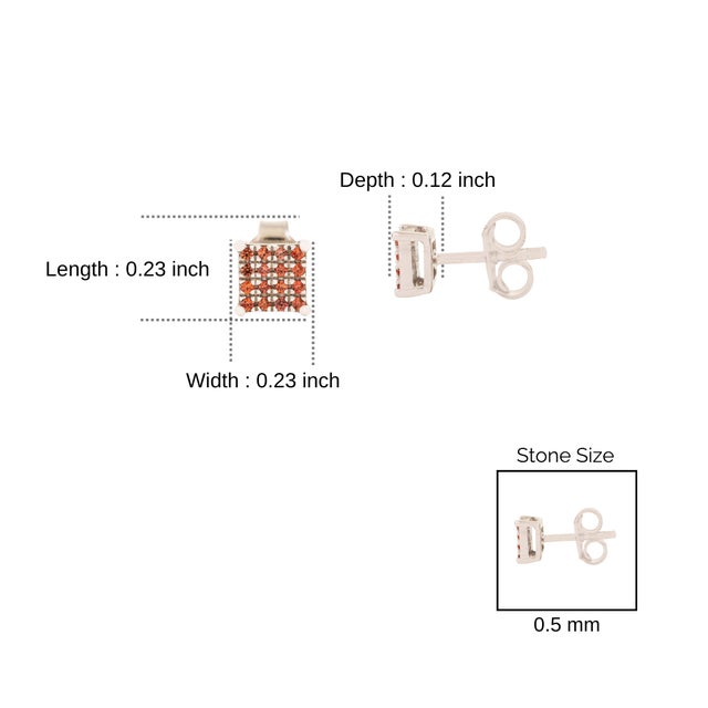Art Deco Style Solid Silver Orange Sapphire Square Studs for Men- 2 Pieces For Sale - Image 9 of 11