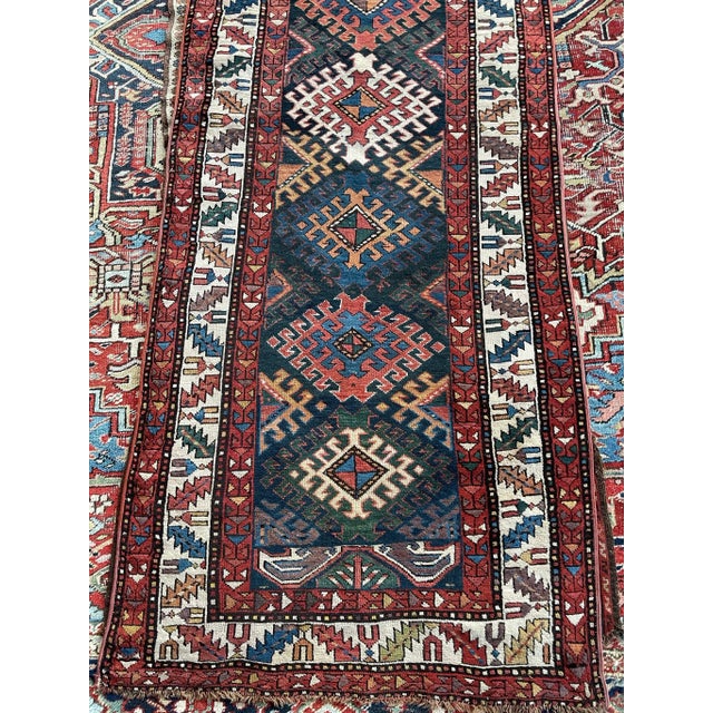 Traditional Antique Kazak Runner with “Stutter Design” 3.6 x 9.8 For Sale - Image 3 of 13
