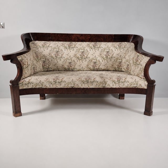 Biedermeier Walnut Veneer Sofa For Sale - Image 4 of 11