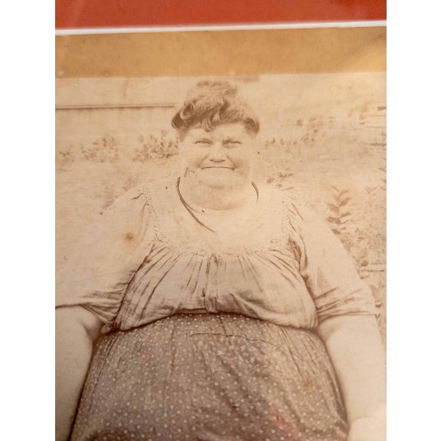Paper Early 20th Century Oddity Joke Photograph of Fat Lady in Michigan For Sale - Image 7 of 8