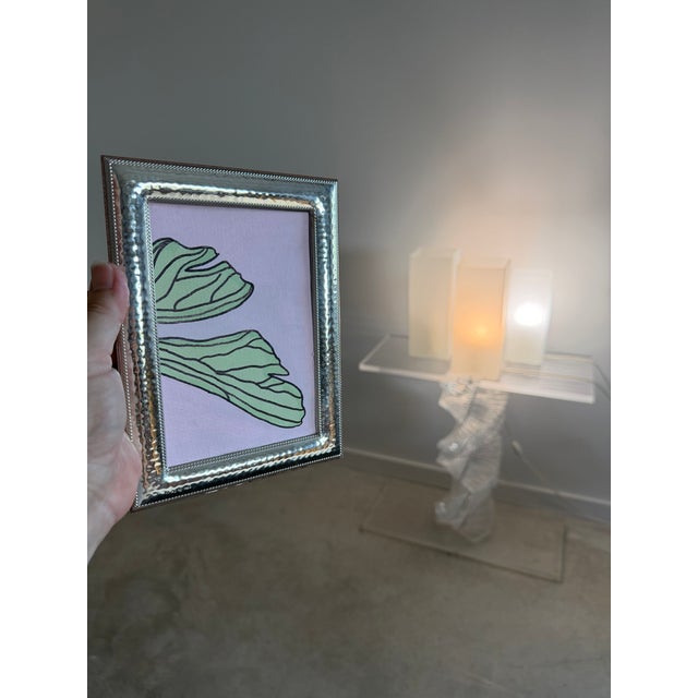 Silver Plated Francesca Moretti Silverstar International Frame + Abstract Painting by Jette Moore For Sale - Image 11 of 12