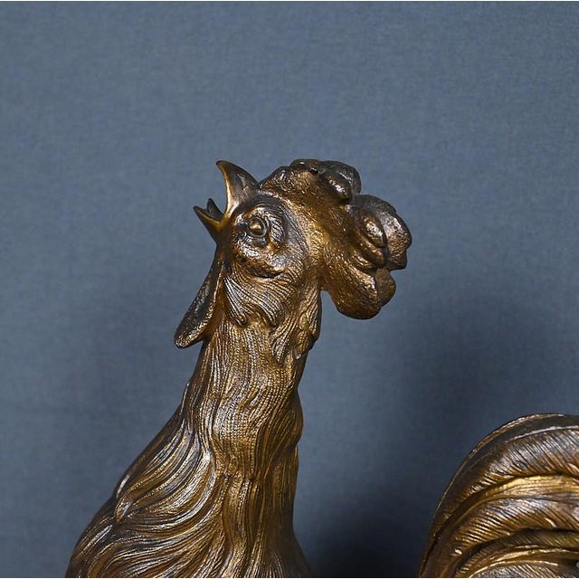 Metal Rooster Figure in Bronze by Guesnet, Late 19th Century For Sale - Image 7 of 16