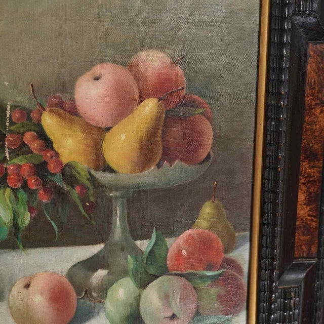 Still Lifes, Early 1900s, Oil on Canvases, Framed, Set of 2 For Sale - Image 7 of 10