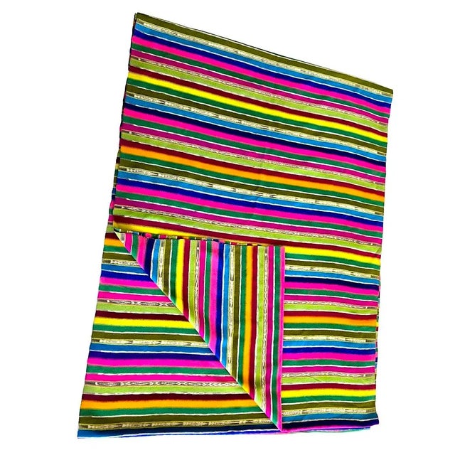 1970s Vintage Guatemalan Textile in Bright Colors With Jaspe Ikat Detail, Just Over 5 Yards For Sale - Image 5 of 14