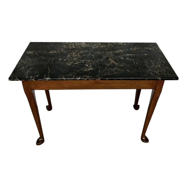 Early 19th Cent. American Federal Period Cherry Slab Table With Black Marble Top For Sale