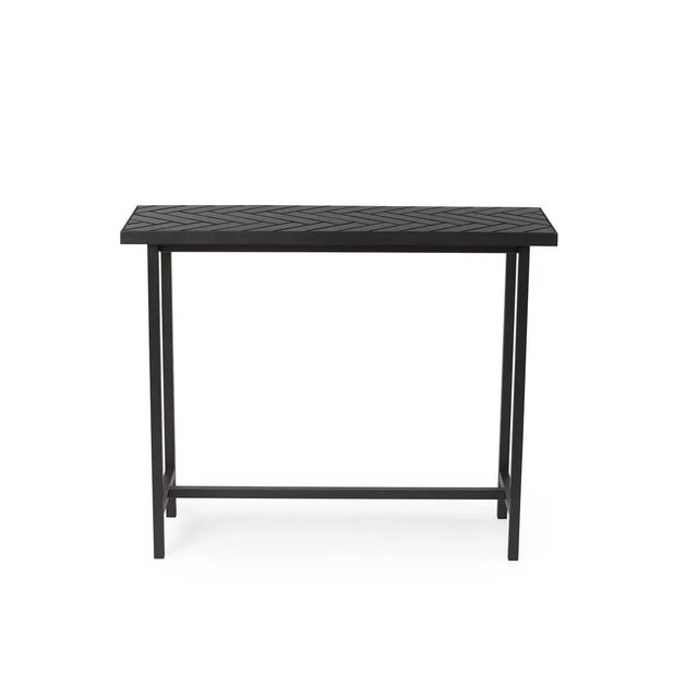 Herringbone tile console table black tiles black steel by warm nordic dimensions: d100 x w35 x h80 cm material: ceramic...