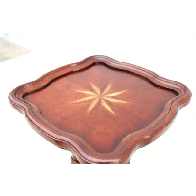 Vintage Traditional Colonial Revival Small Accent Table in Cherry and Rubberwood For Sale - Image 14 of 15