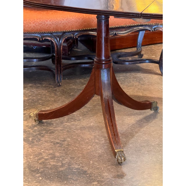19th Century Duncan Phyfe Style Double Pedestal Mahogany Dining Table For Sale - Image 9 of 14