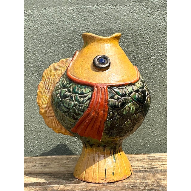 Mid-Century Modern Vintage Italian Glazed Ceramic Fish For Sale - Image 3 of 12