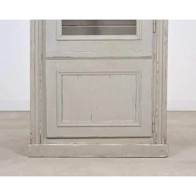 Dove Gray 19th Century Country French Painted Pine Farmhouse Cupboard Cabinet For Sale - Image 8 of 18