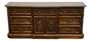Stanley Furniture Solid Walnut Italian Provincial 74" Triple Door Dresser