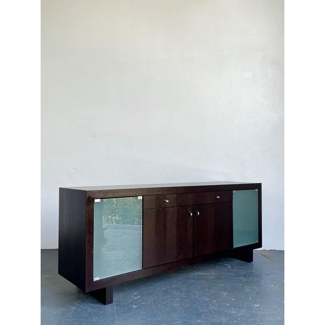 Early 21st Century Vintage Frosted Glass Door Ebony Sideboard For Sale - Image 5 of 15