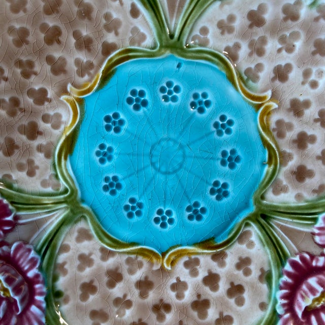 French Majolica Dahlia Plate, 19th Century For Sale - Image 6 of 9