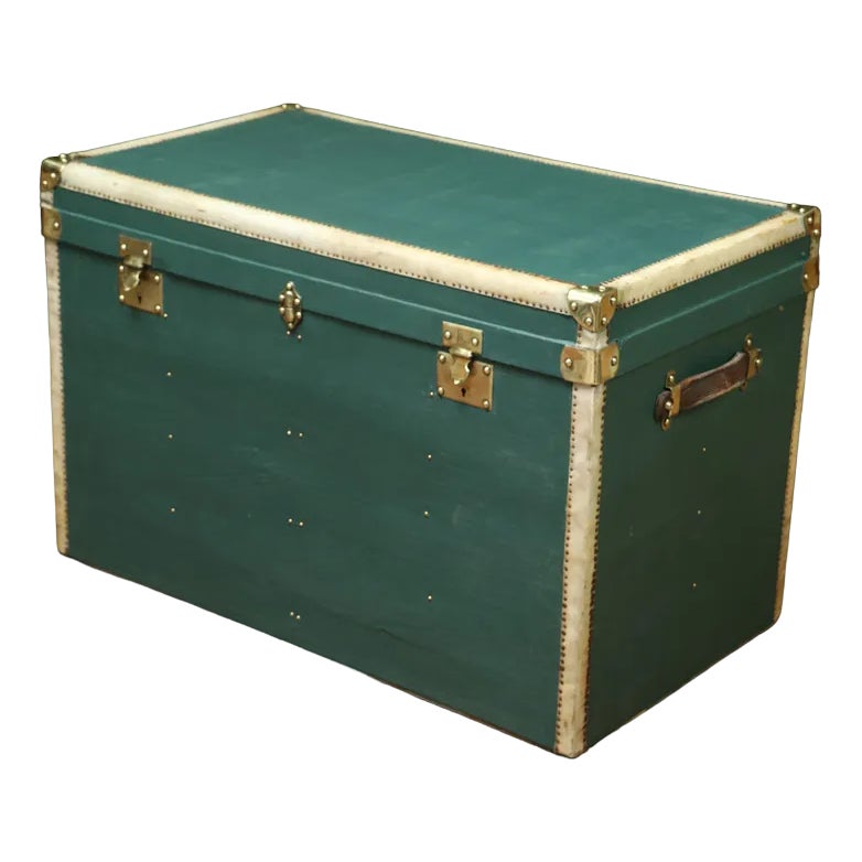 Vintage Green Mail Trunk | Chairish