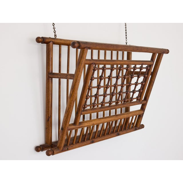Aesthetic Movement Oak Hanging Magazine Rack With Bobbin Lattice, c.1880 For Sale - Image 12 of 18