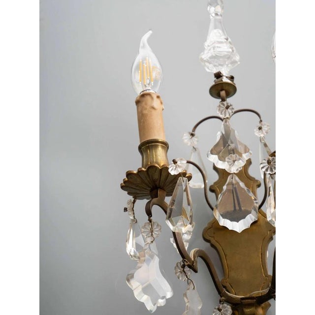 2000 - 2009 Bronze Wall Lamps with Crystal Trimmings, Set of 2 For Sale - Image 5 of 8