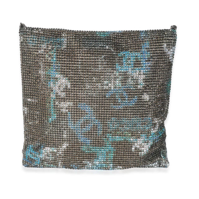 Chanel Silver Blue Graffiti CC Chainmail Flap Bag For Sale - Image 4 of 9