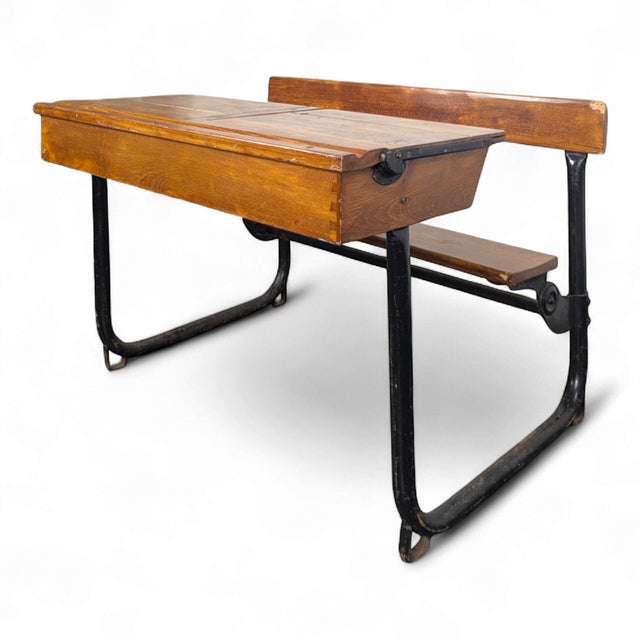 Brown Modern School Desk in Wood For Sale - Image 8 of 8