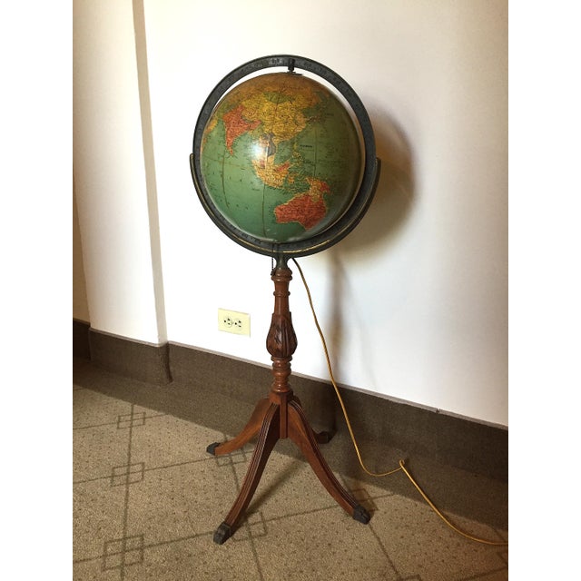 Vintage 1940s World Globe on Duncan Phyffe Style Floor Stand For Sale - Image 17 of 17