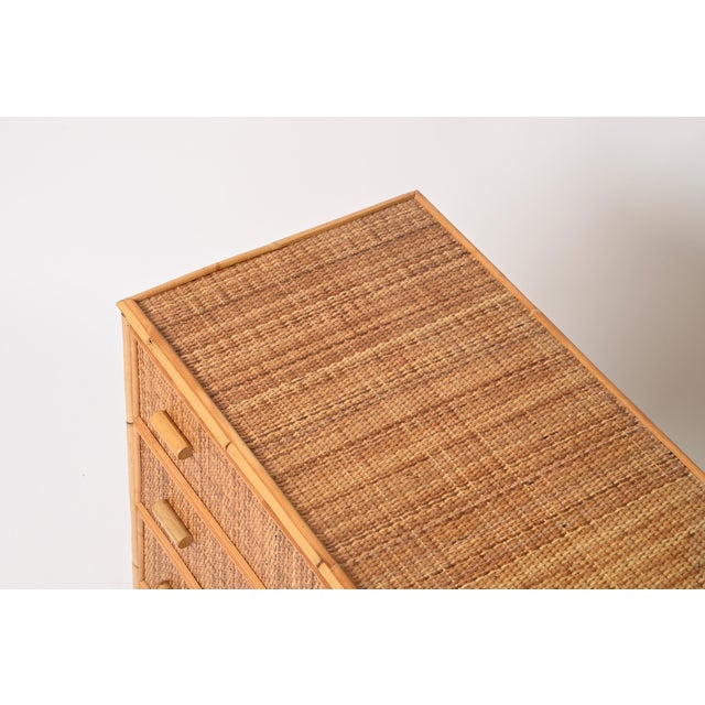 Mid-Century Modern Italian Organic Chest of Drawers in Bamboo and Rattan Wicker, 1970s For Sale - Image 10 of 15