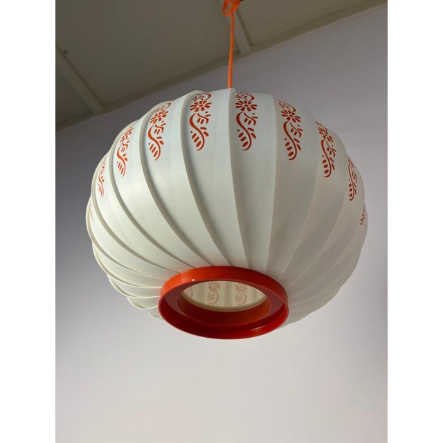 Pendant Lamp with Red Floral Details by Lars Schiøler For Sale - Image 6 of 11