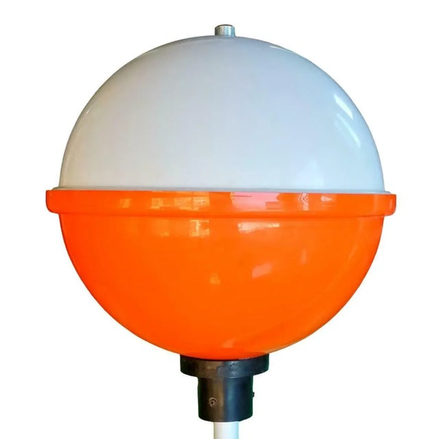 Large original applique of the 70s, made of metal structure with Acrylic Glass diffuser in white and orange color overall...