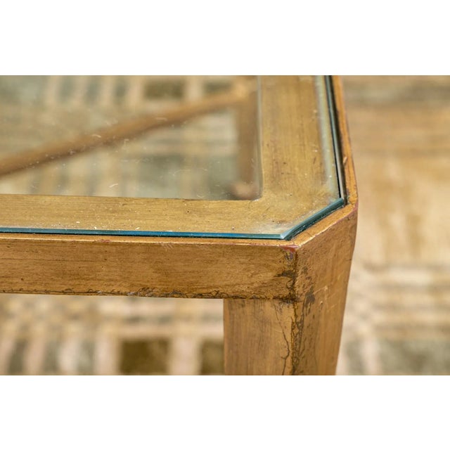 Mid 20th Century Vintage Gilt Wrought Iron Glass Top Coffee Table For Sale - Image 4 of 7