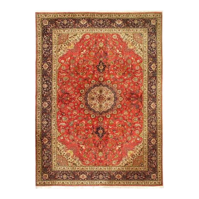 Rust Persian Silk&wool Tabriz 8'2'' X 11'3'' For Sale