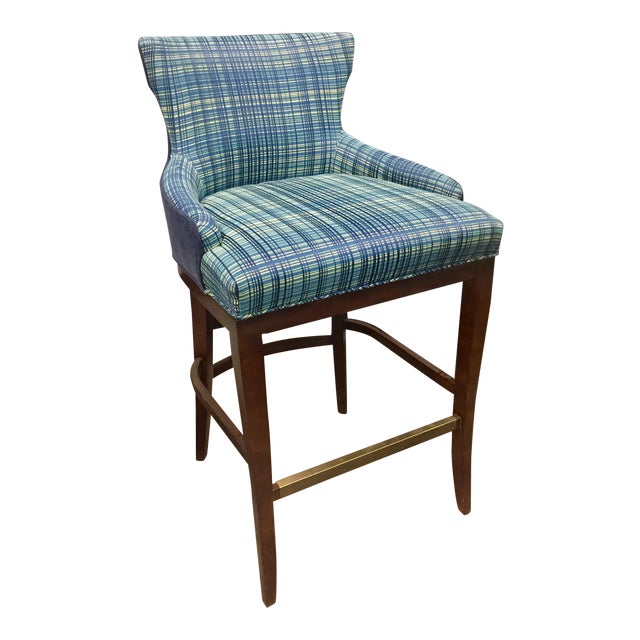 Century Furniture Plaid Barstool For Sale