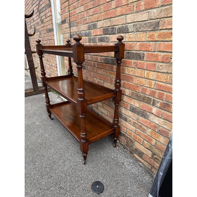 This handsome Georgian-style mahogany dessert trolley, c.1880’s, is from England. Sometimes referred to as a “dumb waiter”...