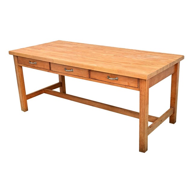 Wood French 19th Century Butcher Block Dining-Work Table For Sale - Image 7 of 15