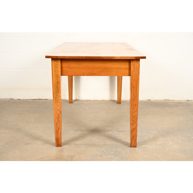 Antique Mission Oak Arts & Crafts Writing Desk or Library Table by A. J. Johnson & Sons, Circa 1900 For Sale - Image 11 of 13
