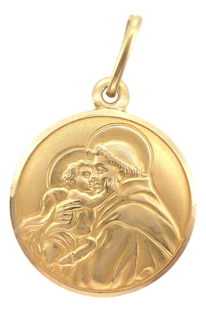 Vintage 1960s Italian 18k Saint Anthony of Padua Holding Baby Jesus Medallion