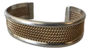 Navajo Tahe Sterling and 12k Gf Braided Cuff Bracelet