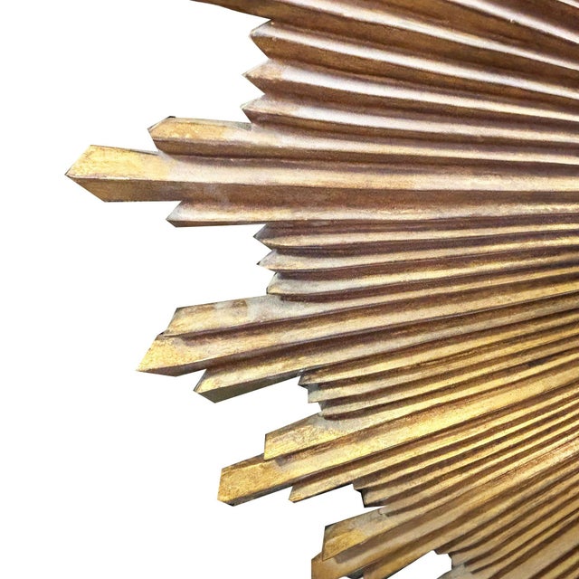 Bronze 48" MCM Style Gilt Wood Starburst Mirror by Carol Canner for Carvers Guild For Sale - Image 8 of 13