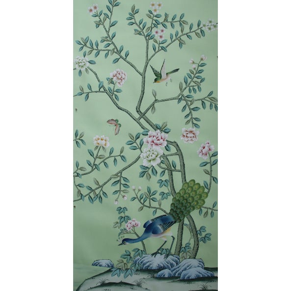 24"*48", a Set of 5 Panels Aqua Green Chinoiserie Wall Artwork For Sale - Image 4 of 6