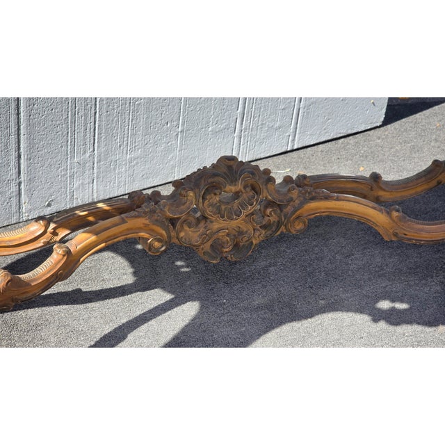 Antique French Rococo Louis XV Ornate Carved Gold Console Table Marble Top For Sale - Image 11 of 15