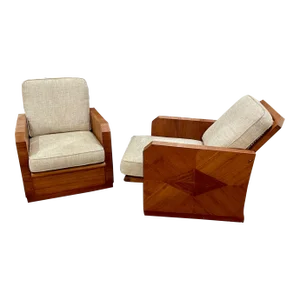 Pair of Italian Mid-Century Reclining Club Chairs