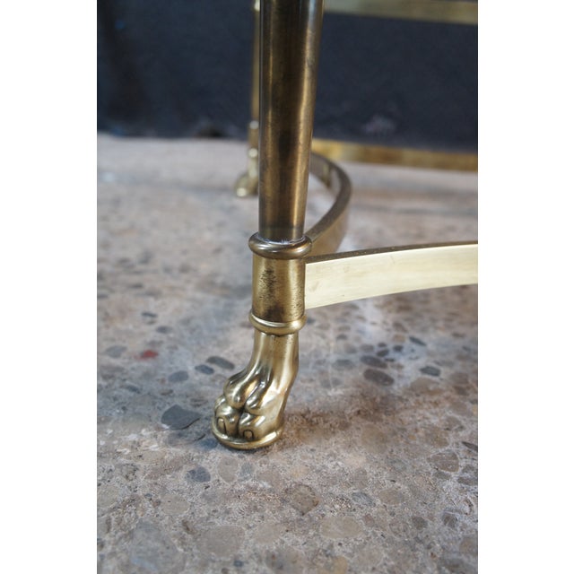 Vintage Italian Regency Figural Brass Lion Head Round Glass Coffee Table 39" For Sale - Image 10 of 12