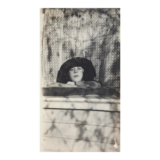 Early 20th Century Snapshot Photograph Moody Portrait Young Woman For Sale