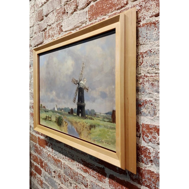 Owen Waters -The Berney Arms Windmill Along the River Yare -Oil Painting For Sale - Image 9 of 11