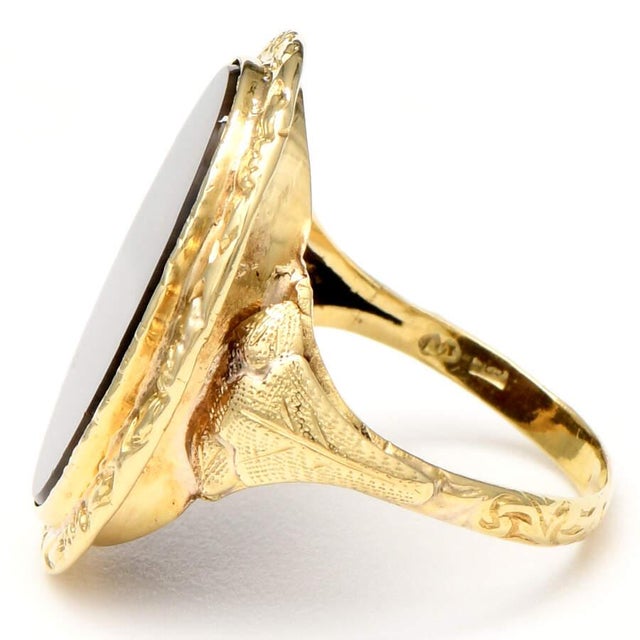 Contemporary 14KY Brown Landscape Agate Ring, size 7.5 For Sale - Image 3 of 5