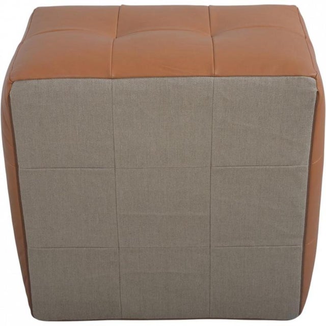 Ottoman in Cognac Anilin Leather For Sale - Image 5 of 6