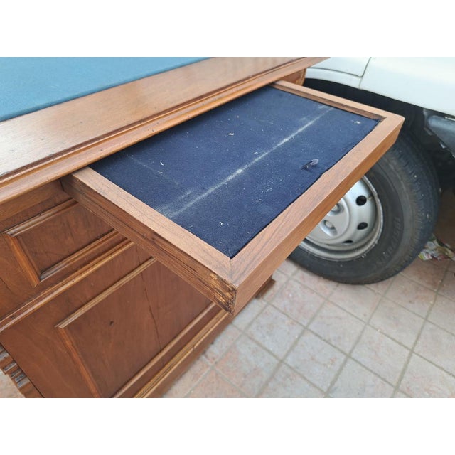 Antique Italian Center Desk in Walnut, 1890s For Sale - Image 5 of 7