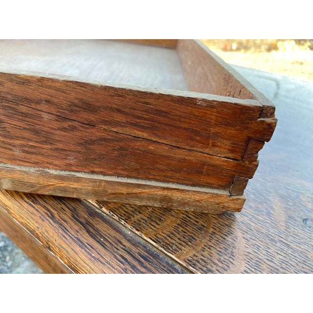Antique Oak Arts and Crafts Mission Library Table Wirh Twisted Legs Needs Restoration For Sale - Image 14 of 18
