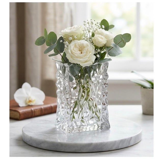 Modern Vintage Rosenthal Studio-Line Crystal Crinkle Paper Bag Vase, Germany For Sale - Image 3 of 11