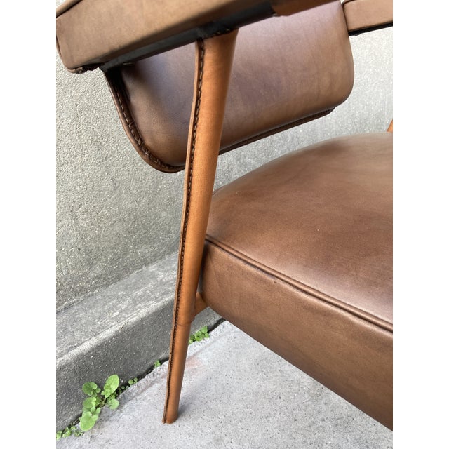 Leather-Covered Chair by Jacques Adnet, 1950 For Sale - Image 10 of 11