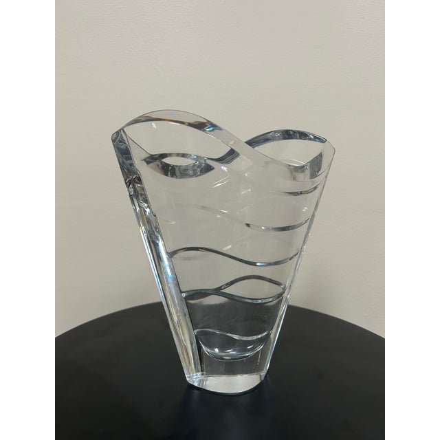 1990s Baccarat Crystal Wave Vase France 1990s Large Size For Sale - Image 5 of 12