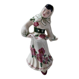 Vintage Mid-Century Ceramic Arts Studio Dancing Polish Lady Figurine For Sale